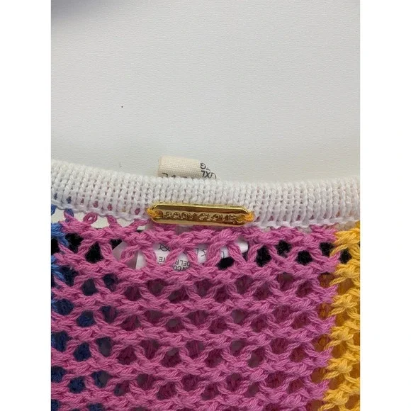 Body Glove Crochet Swim Cover Women Large Open Knit Fringe Unicorn Rainbow Beach - Picture 6 of 12